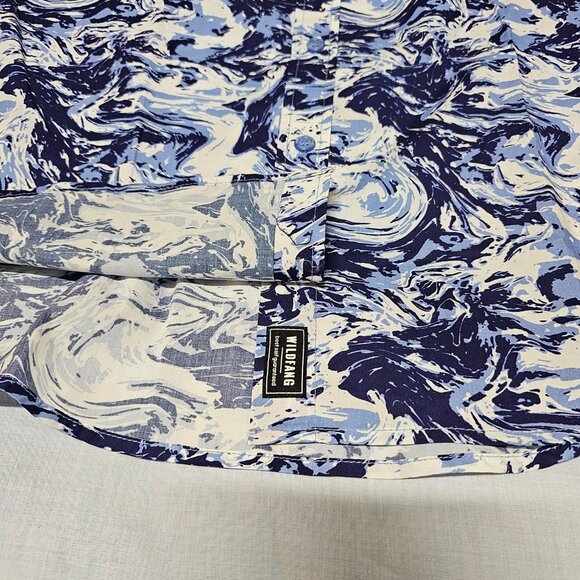Wildfang The Essential Top Button Up Shirt Women Size 1X Swirl Navy - Picture 11 of 14